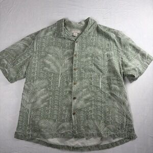 Boca Classics Men's Sz XXL Hawaiian Shirt green 100% Silk Button Up Short Sleeve
